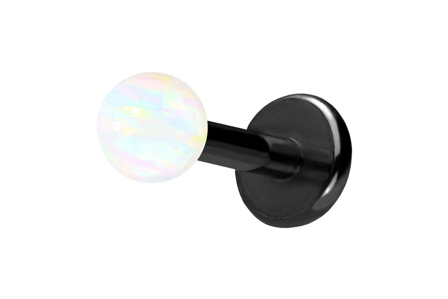 Titan Labret Piercing mit Push Fit SYNTHETISCHER OPAL